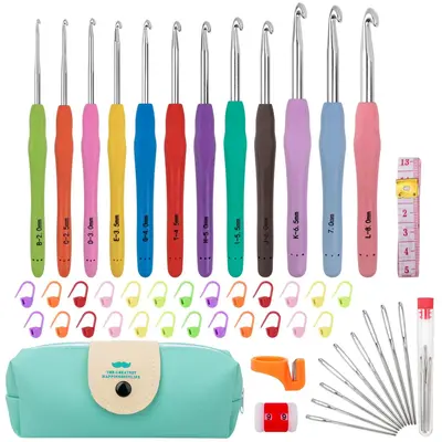 Crochet Hooks 12 Sizes Crochet Hook Set, 51pcs/set Yarn Crochet Kit for Beginners, Knitting Needles with Ergonomic Handles fo...