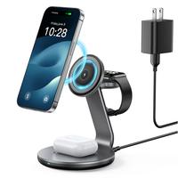 HERRBOL 3-in-1 Charging Station Compatible with Magsafe Wireless Charger for iPhone 12/13/14/15/16 Series for AirPods iWatch ...