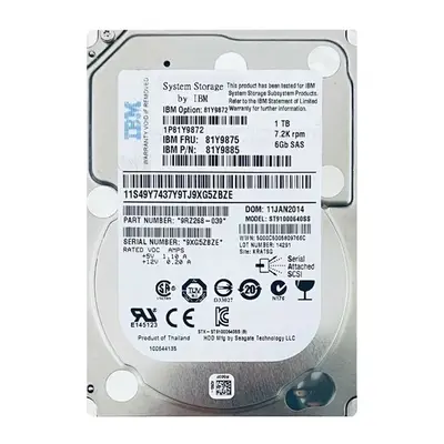 81Y9875 IBM 1TB 6Gb/s SAS 7200 2.5-Inch Hard Drive