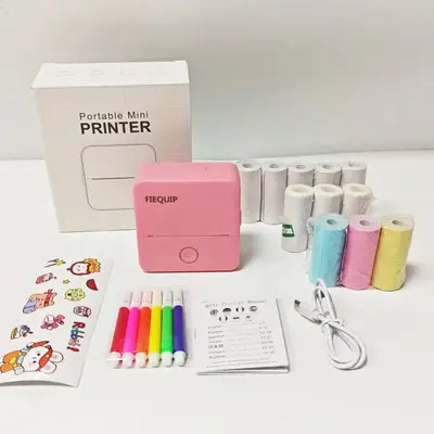 Mini Printer Thermal Printer with Accessories 11 Rolls Paper Label Maker inkle Multifunction Portable sticker printer Sticker...