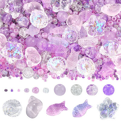 Mixed Styles Transparent Glass Beads