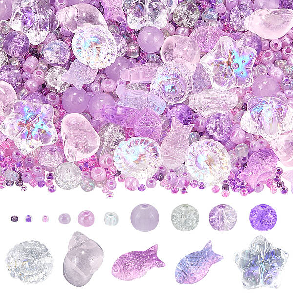 Mixed Styles Transparent Glass Beads