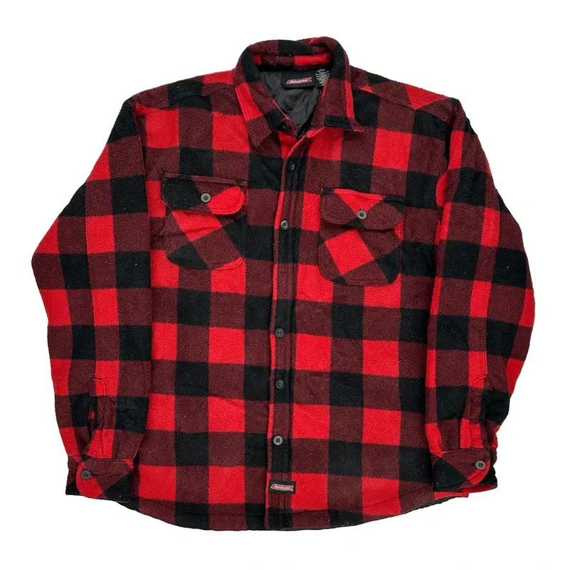 Dickies Checked Overshirt - Large Black Polyester
