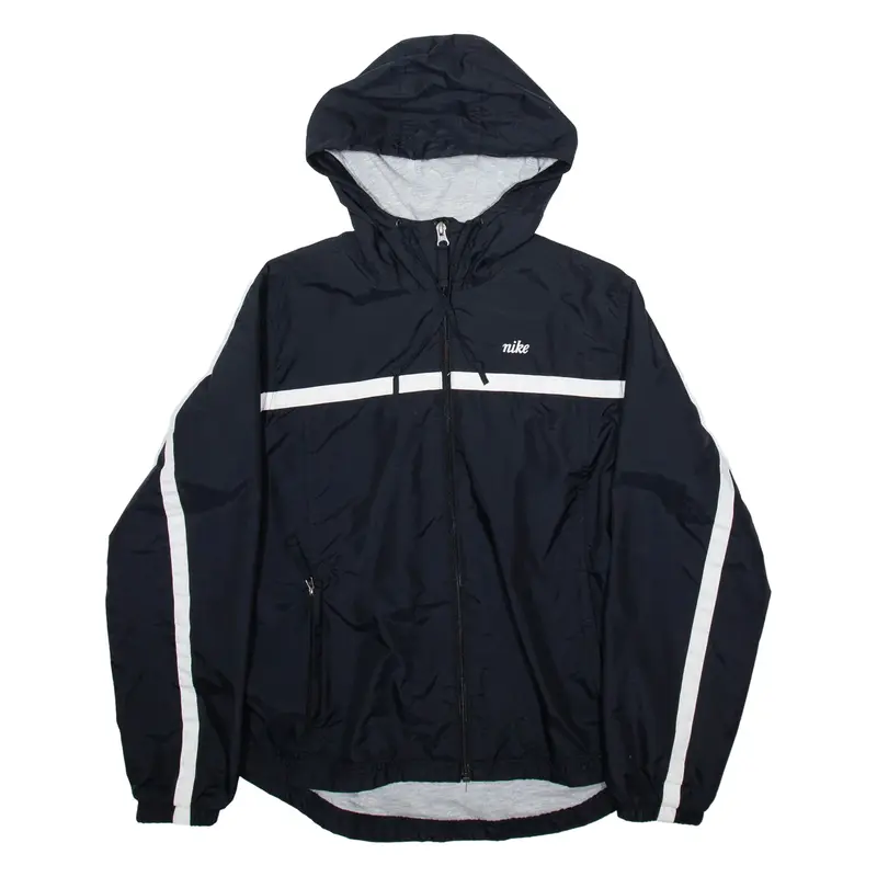 NIKE Womens Shell Coat Black Nylon Hooded S