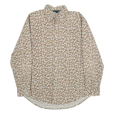 BODEN Mens Shirt Brown Floral Long Sleeve L