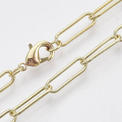 Brass Round Oval Paperclip Chain Necklace Making
