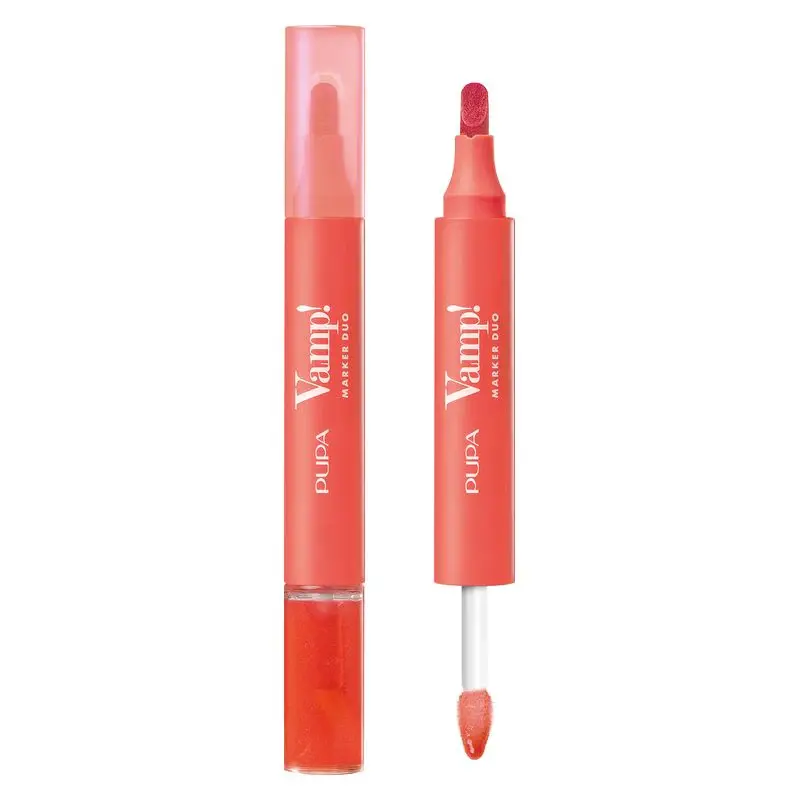 Pupa Vamp! Marker Duo - Lip marker and oily lip gloss 009 - Jelly Coral 4 ml