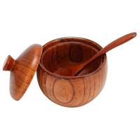 Wooden Seasoning Bowl & Spoon Set, 1 Count Solid Wood  Sauce Seasoning Box with Lid, Seasoning Utensils for Home Kitchen Barb...