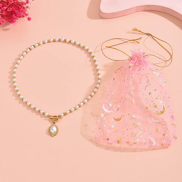 Elegant Stainless Steel Flat Round Pendant Necklace for Women