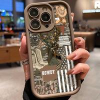 Compatible with iPhone 16 15 Pro Max Plus 14 13 12 11 X XR E Western Inspired Art Rugged Durable shockproof Anti-Scratch soft...