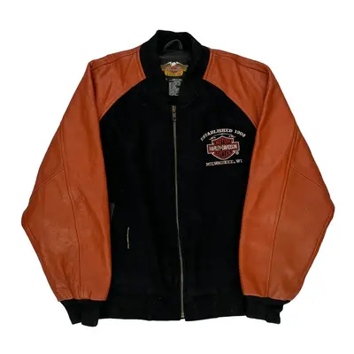 Milwaukee, Wi Harley Davidson Graphic Varsity Jacket - XL Black Wool Blend