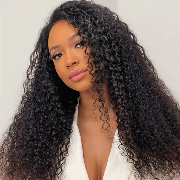 Kinky Curly 3 In 1 Half Wig Drawstring Band Wear Go Wig Invisible