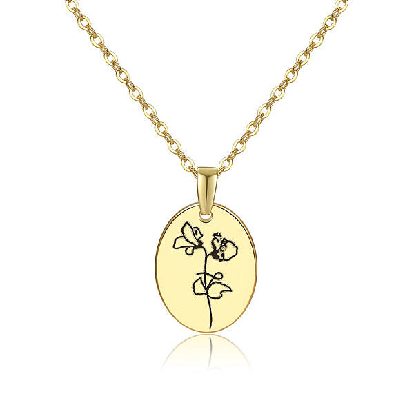 Brass Birth Month Flower Pendant Necklace