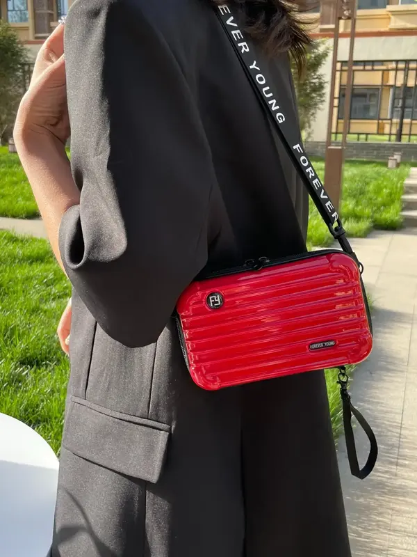 Women's Plain Suitcase Design Letter Shoulder Strap Crossbody Bag, Mini Storage Bag for Phone Cosmeticm, Simple Design All-ma...