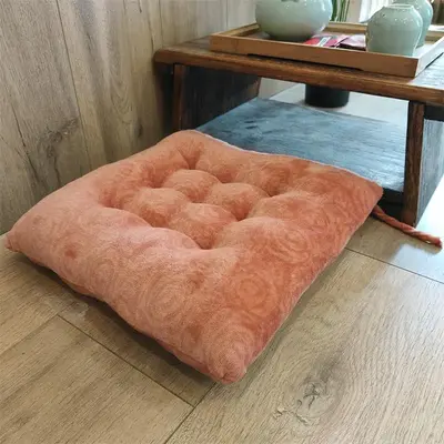 Solid Color Fluffy Shaggy Living Room Furniture Seat Cushion, Square Plaid Soft Comfortable Seat Pad, Furniture for Bedroom C...