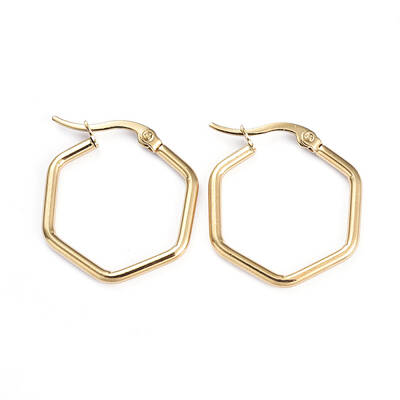 201 Stainless Steel Angular Hoop Earrings