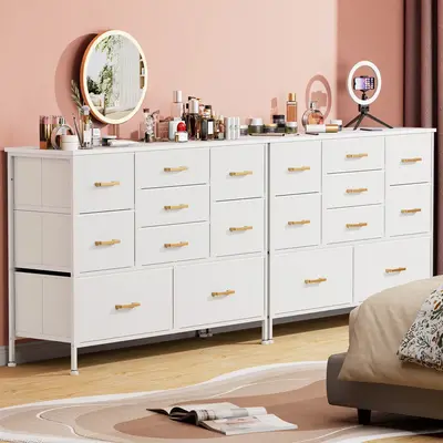 Long Dresser for Bedroom Wide Dresser with 9 Drawers TV Stand for 43” TV, Entertainment Center Dresser for Living Room, Fab...