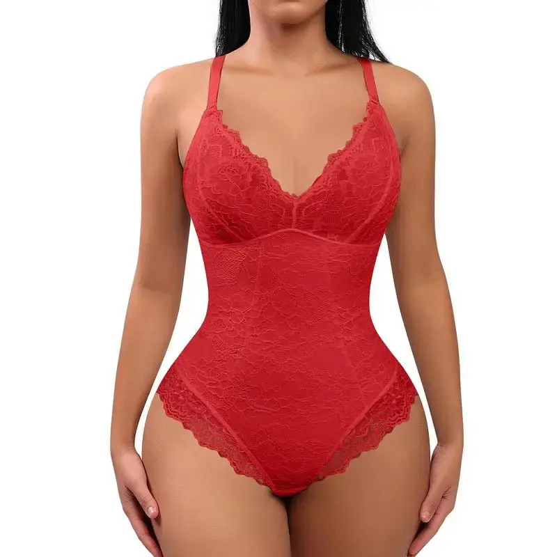 FeelinGirl Sexy Lace Bodysuit Shapewear for Women Thong Adjustable Seamless Underwear Womenswear  Nylon Tops1 Valentine's Day...