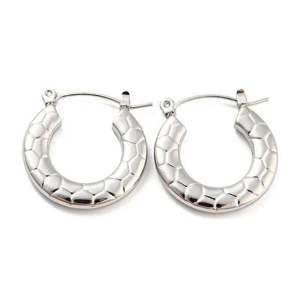 Non-Tarnish Texture Ring 304 Stainless Steel Hoop Earrings for Women