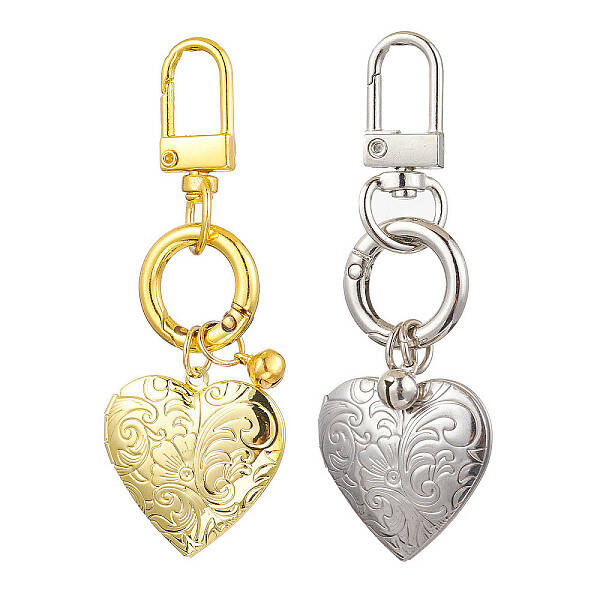 2Pcs 2 Colors 316 Stainless Steel Heart Locket Pendant Decorations
