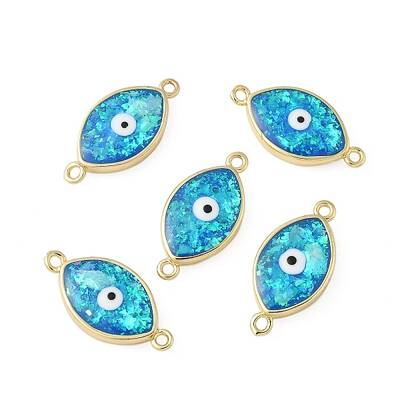 Brass Synthetic Opal Evil Eye Connector Charms