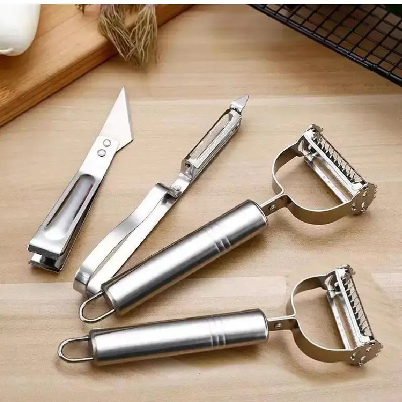 Stainless Steel 4pcs Premium Multi-Functional Vegetable Peeler & Grater - Effortless Fruit & Potato Grater for Dining, Food T...
