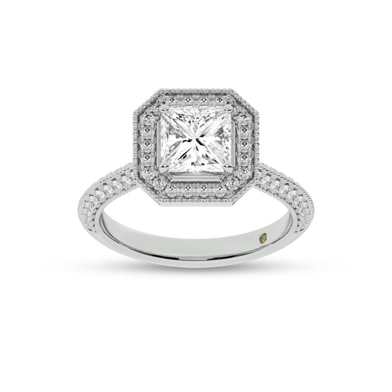 Shyne Octagonal Halo Princess Cut Lab Grown Diamond Engagement Ring | 18K White Gold 2 CT. TW.