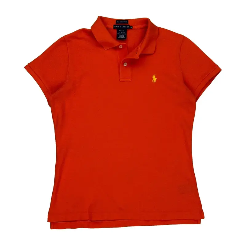 Ralph Lauren Polo Shirt - Large Orange Cotton