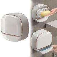 Soap Dish with Drain Box, Wall Mounted Soap Holder for Shower, Keeps Soap Dry, Waterproof Soap Box with Flip Lid for Shower, ...