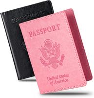 [New Deal] 2 Pcs Passport holders，Ultra Slim passport wallet，PU Leather Passport Cover for Women and Men Travel Accessori...