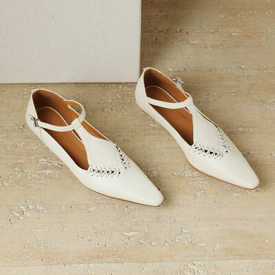 CHIKO Hope Pointy Toe Wedge T-Strap Shoes