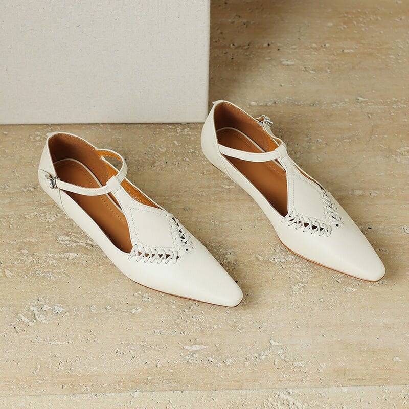 CHIKO Hope Pointy Toe Wedge T-Strap Shoes