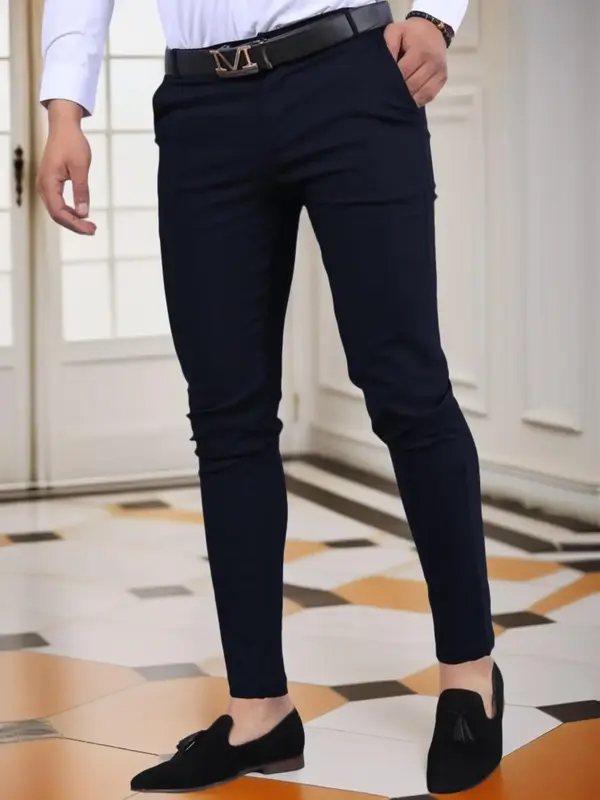 Men's Plain Pockets Pants without Belt, Summer Outfits, Slim Casual Button Front Trousers, Men's Bottoms for Work Office Bus...