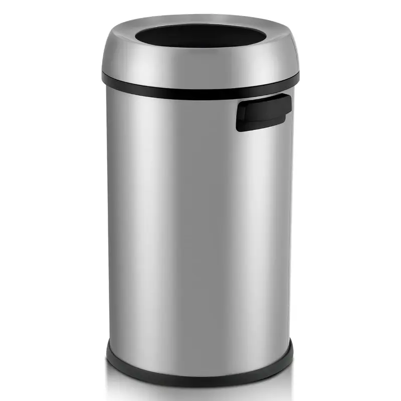 Garvee 65L/17 Gal Open Top Trash Can Commercial Grade Heavy Duty Brushed Stainless Steel Waste Bins for Outdoor Kitchen Home ...