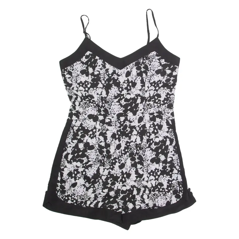 OASIS Womens Playsuit Black Floral Wide-Leg UK 10
