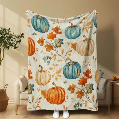 Pumpkin Pattern Blanket, Soft Comfortable Throw Blanket, Cool Bedroom Bedding Blanket, Warm Napping Blanket for Home Office T...
