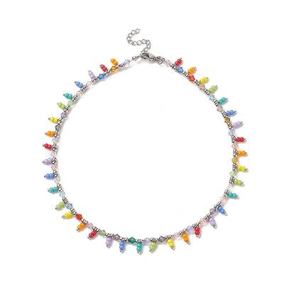 Glass Seed Beaded Charms Necklace for Women