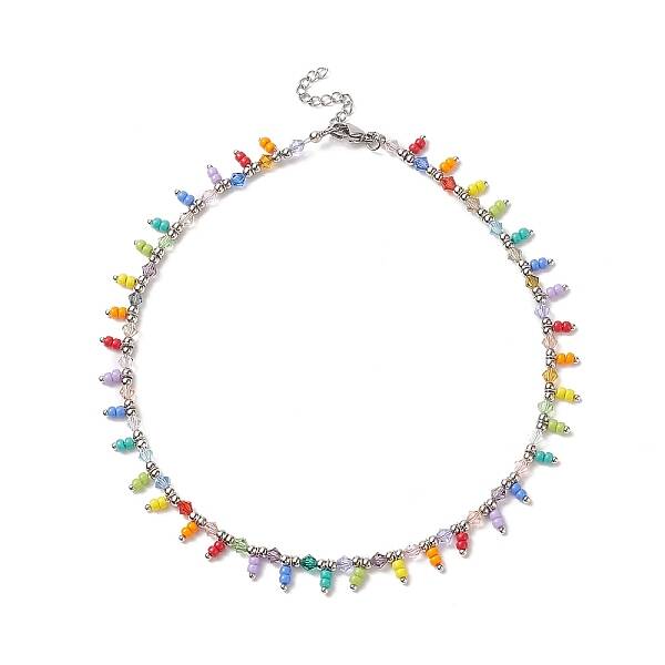 Glass Seed Beaded Charms Necklace for Women