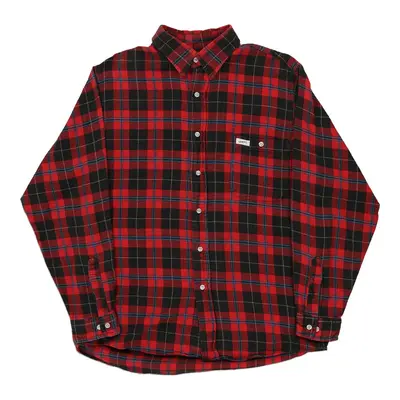 Guess Checked Flannel Shirt - Medium Red Cotton