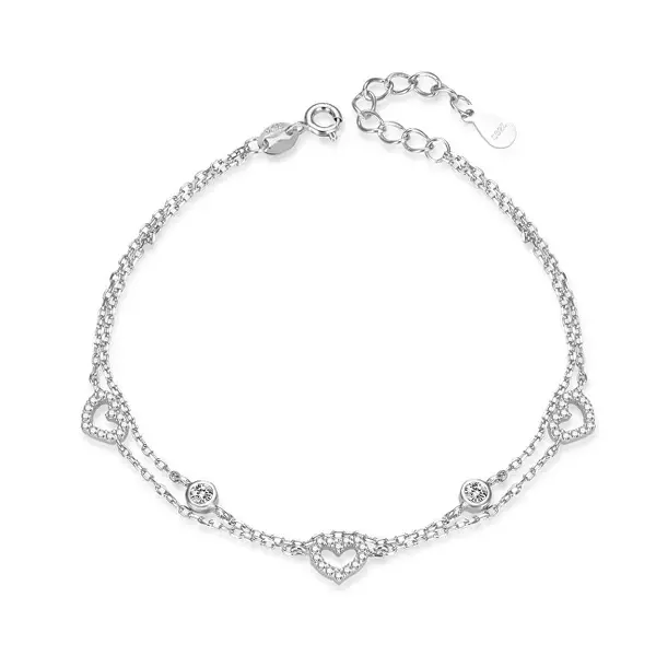 Agato Double silver bracelet with zirconia AGB771/21