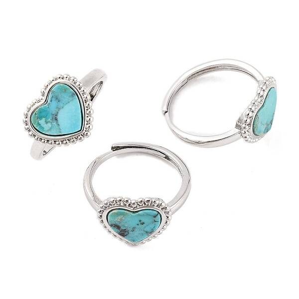 Heart Natural Turquoise Adjustable Rings