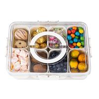 Divided Serving Tray with Lid and Handle - Snackle Box Charcuterie Container for Portable Snack Platters Clear Organizer for ...