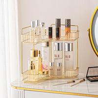 Makeup Organizer for Vanity, 2 Tier Corner Bathroom Organizer Countertop with Makeup Brush Holder, Corner Counter Storage for...