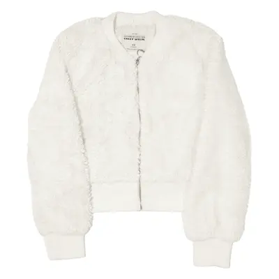 TALLY WEIJL Teddy Bomber Fleece Jacket Cream Womens S
