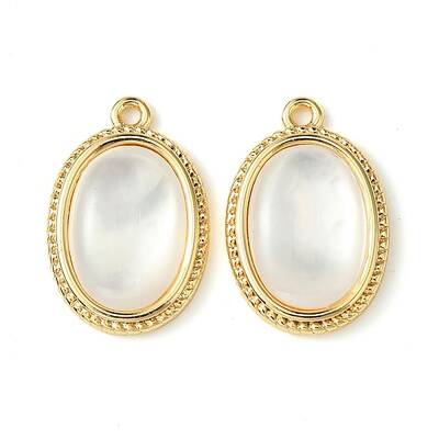 Brass Pave Shell Pendants