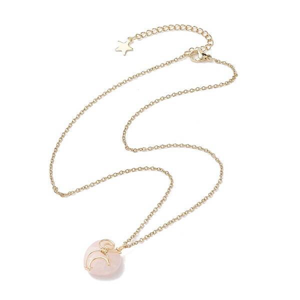 Natural Rose Quartz Heart Pendant Necklaces