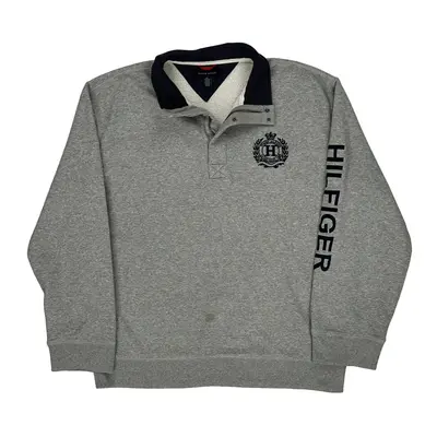 Tommy Hilfiger Spellout Sweatshirt - 2XL Grey Cotton Blend