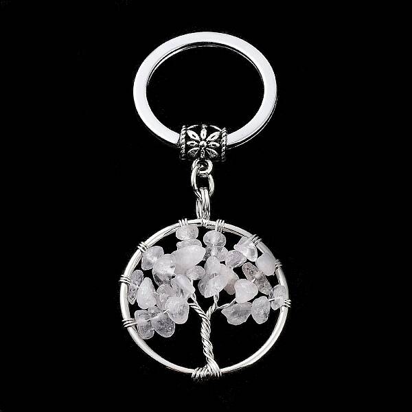 Natural Quartz Crystal Keychain