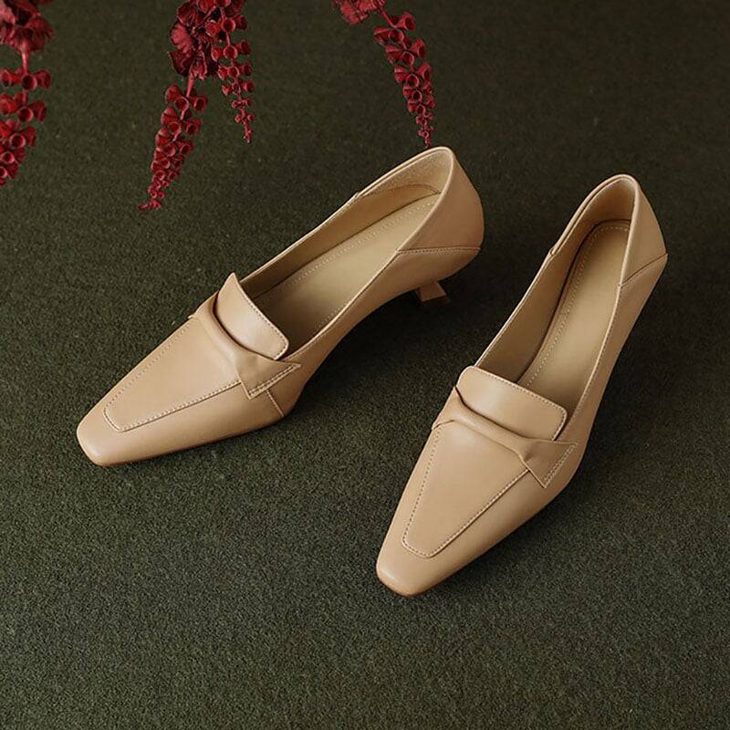 CHIKO Alexane Square Toe Kitten Heels Loafers Shoes