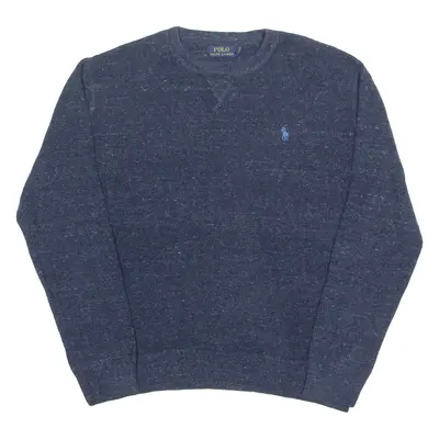 POLO RALPH LAUREN Mens Jumper Blue Crew Neck Tight Knit L
